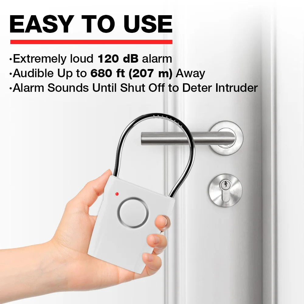 120dB Door Handle Alarm Door Security Alarm with Adjustable Settings Alarm Equipment for Door Window for Travel Hotel Security - Home Smart Direct