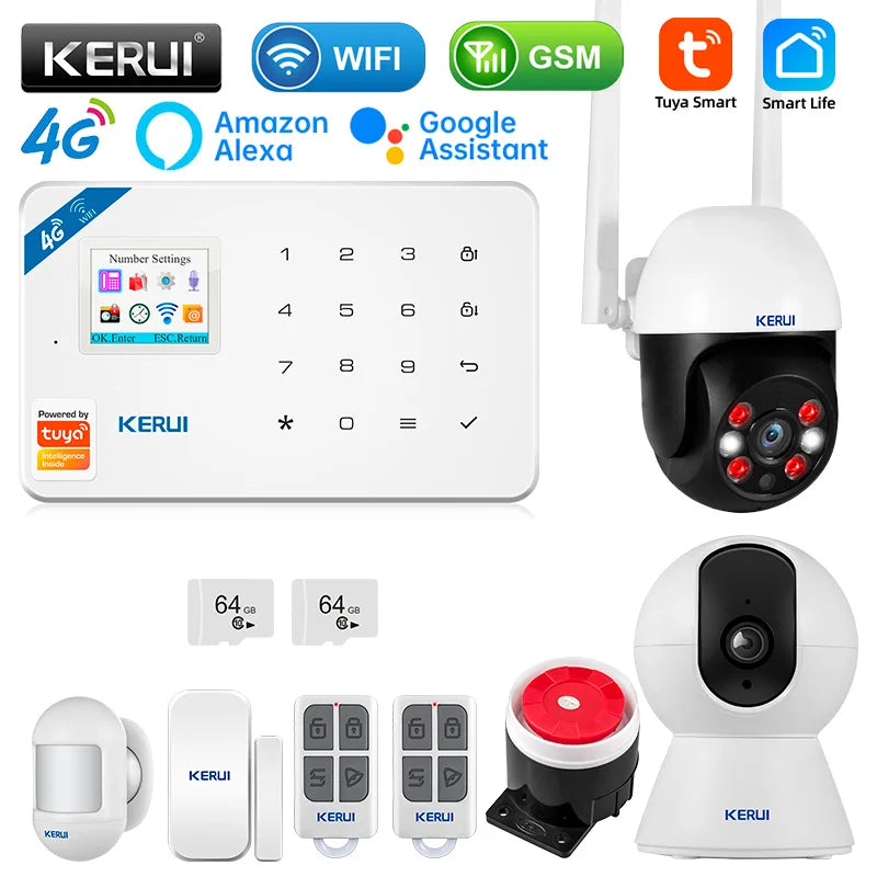 KERUI Smart Home Alarm 4G Window/Door Motion Sensor Siren Security System Kits Tuya Smart APP Control WIFI GSM Anti Theft W184 - Home Smart Direct