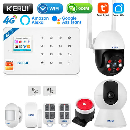 KERUI Smart Home Alarm 4G Window/Door Motion Sensor Siren Security System Kits Tuya Smart APP Control WIFI GSM Anti Theft W184 - Home Smart Direct
