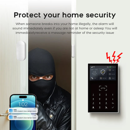 PGST WiFi 2G GSM Home Alarm System Tuya Security Protection Alarm Security System Kit Smart Life Automation Motion Door Sensor - Home Smart Direct