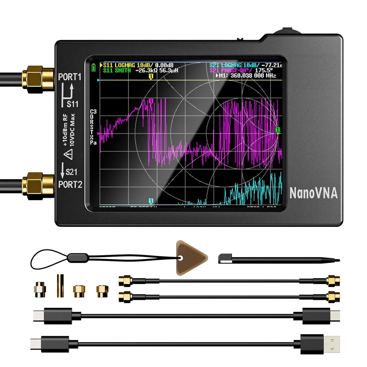 NanoVNA-H Vector Network Antenna Analyzer 10kHz to 1.5GHz with SD Card