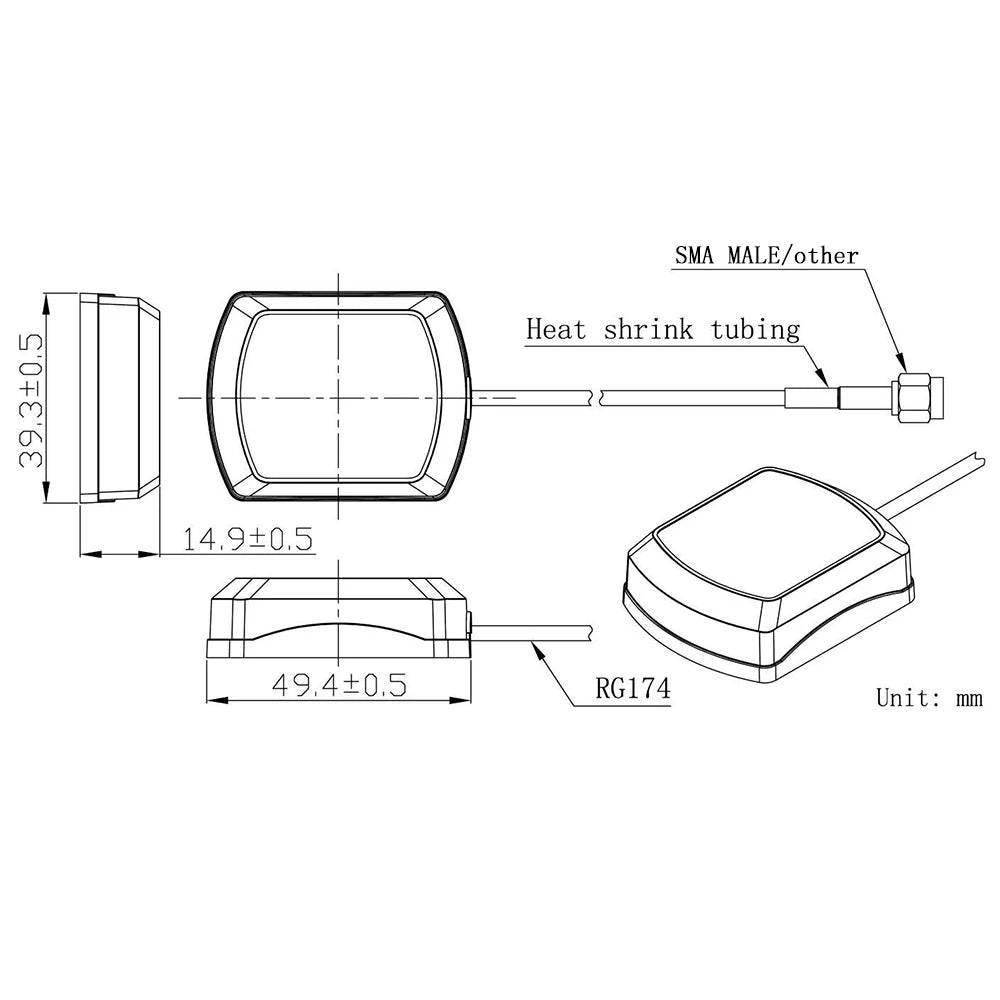 Waterproof Magnetic GPS GLONASS Antenna with Fakra Connector