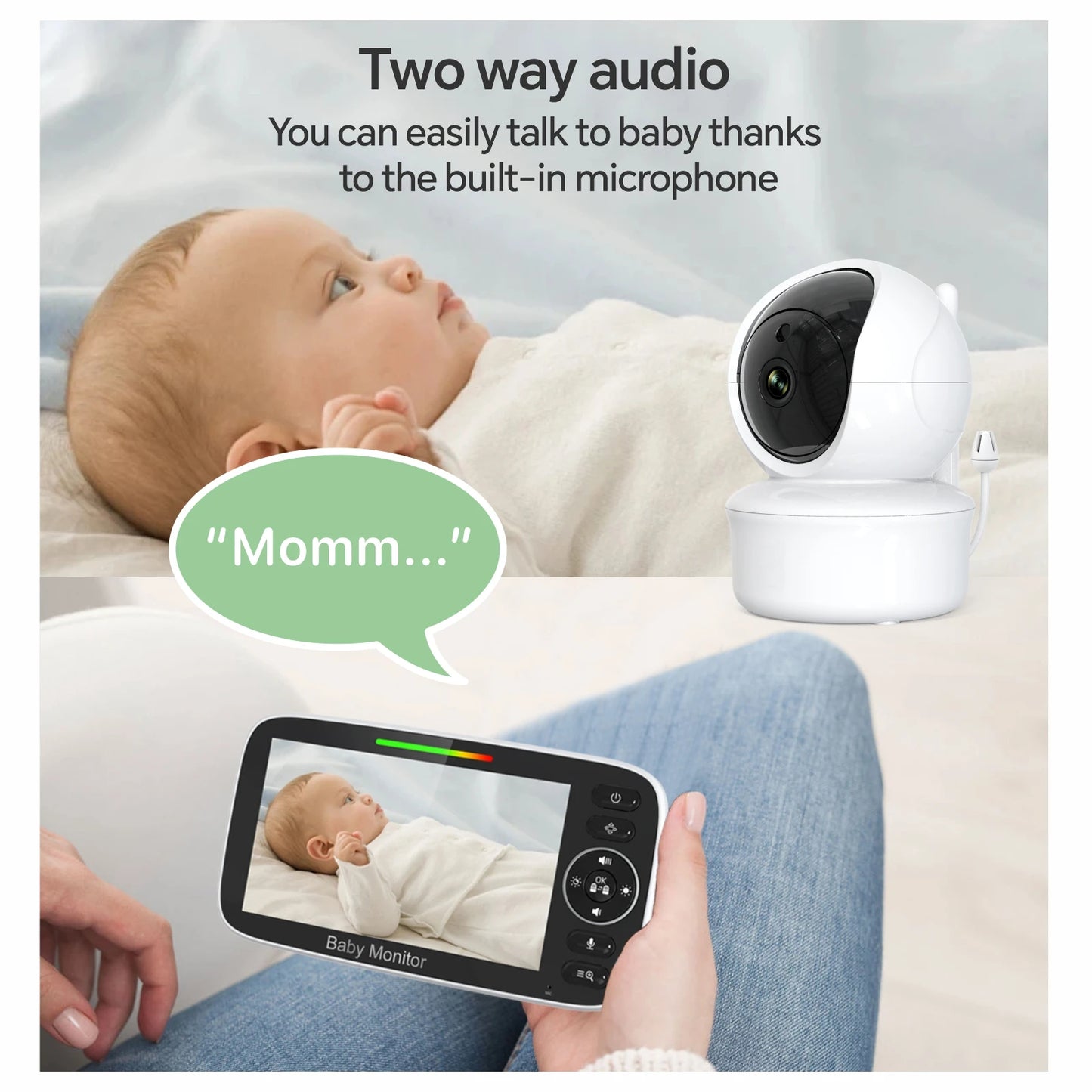 Baby Monitor with Pan Tilt Zoom Camera and Smart Night Vision