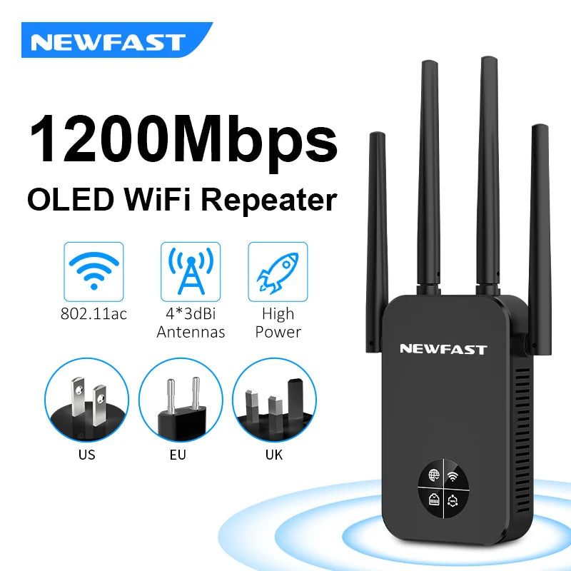 300 1200Mbps WiFi Repeater Long Range Signal Booster Dual Band Extender