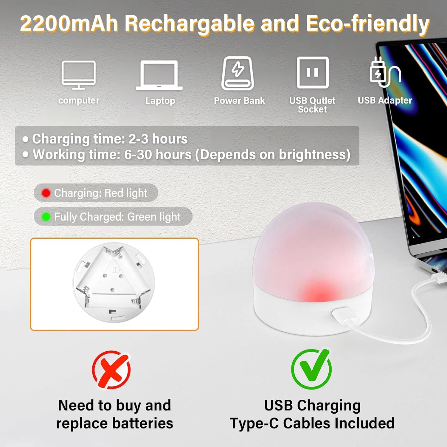 Rechargeable Light Bulb with Remote Detachable and Color Options - Home Smart Direct