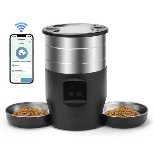 WiFi Automatic Cat Feeder with Dual Stainless Steel Bowls