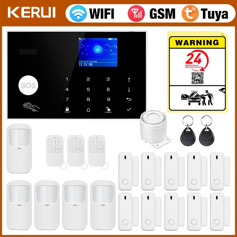KERUI G30 House Alarm System Tuya Smart Burglar Alarm with Temperature/Humidity Display Support Alexa PIR Detector Door Sensor - Home Smart Direct