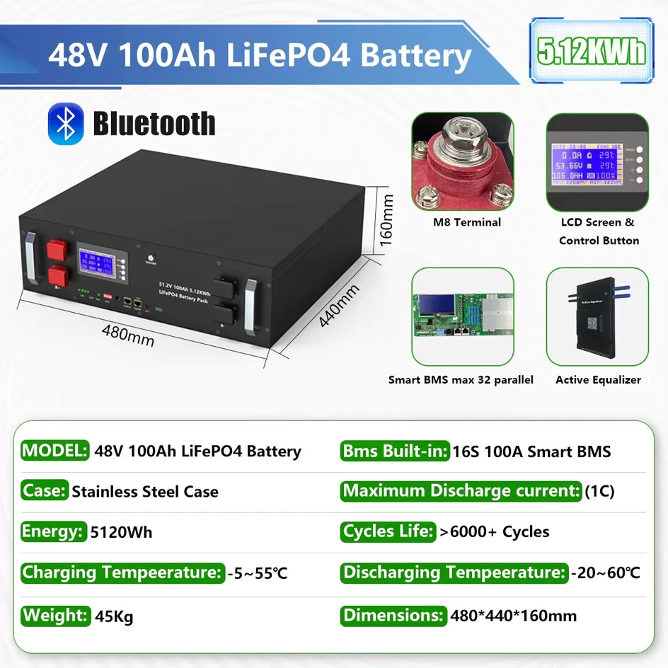 High Capacity LiFePO4 Storage Battery for Home Solar Systems