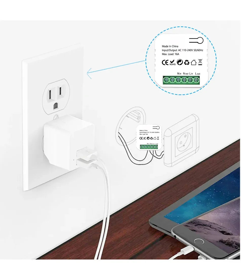 Smart Zigbee Socket Switch Module with Energy Monitor