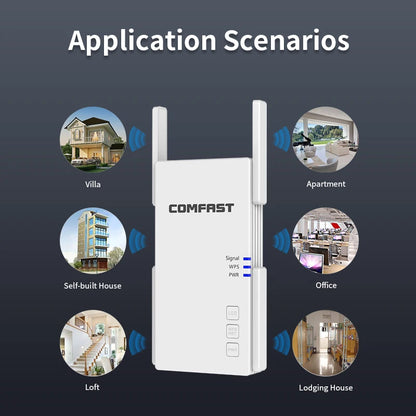 2100Mbps Dual Band WiFi Repeater 2.4G 5G Gigabit Extender Booster