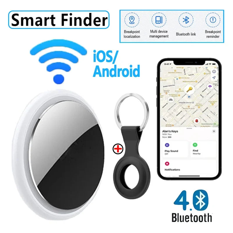 Qoosea Localizzatore Anti-Smarrito Per Chiavi, Valigie O Animali – Precisione IOS Con App "Dov'è", Batteria 8-12 Mesi (Nero)
