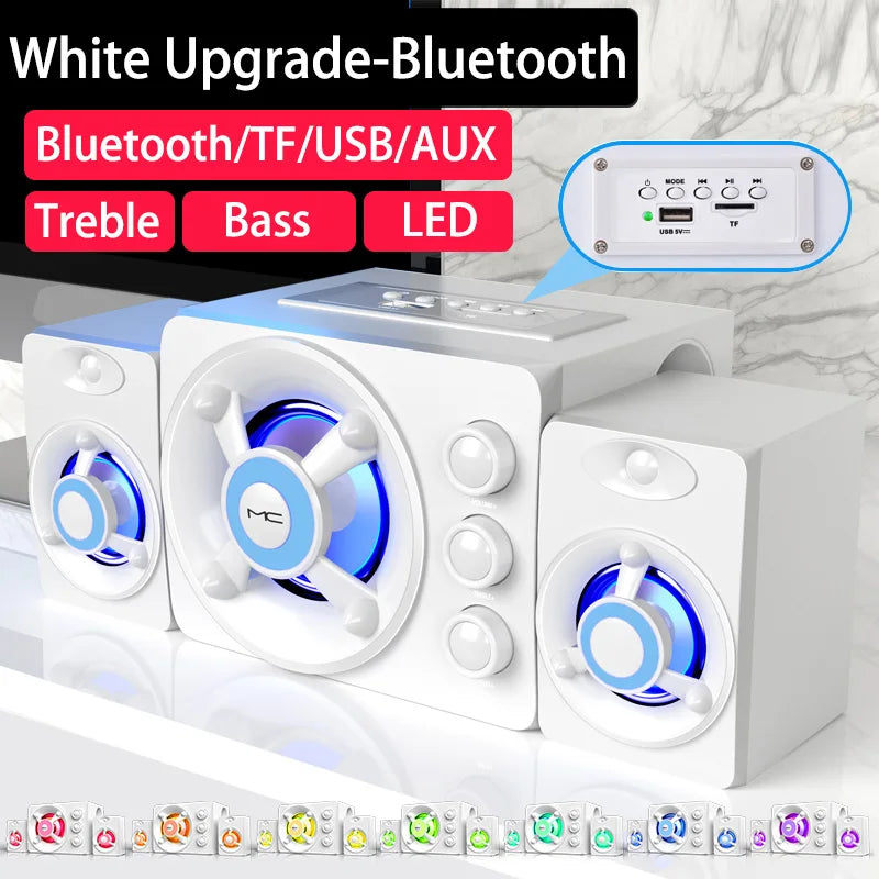 HiFi Stereo Bluetooth Speakers with LED Surround Sound Bar - Home Smart Direct