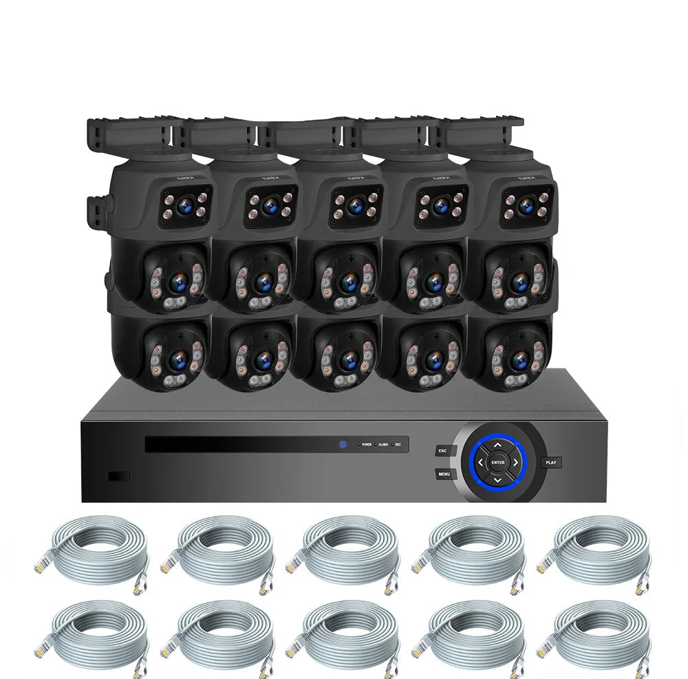 KERUI 6MP POE Surveillance System Dual Lens PTZ POE Security Camera System 16CH NVR Video Surveillance Kit XMEYE Two Way Audio - Home Smart Direct