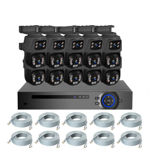 KERUI 6MP POE Surveillance System Dual Lens PTZ POE Security Camera System 16CH NVR Video Surveillance Kit XMEYE Two Way Audio - Home Smart Direct