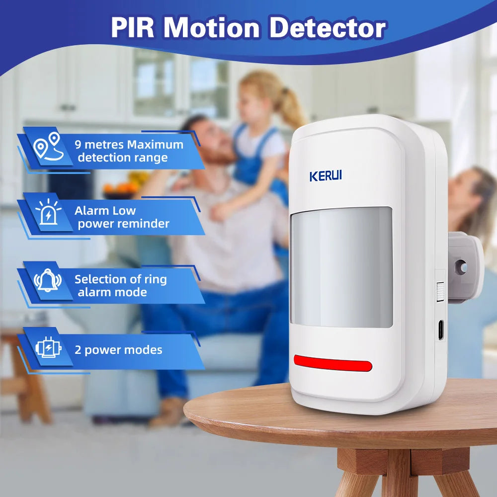 KERUI PIR Motion Alarm with Remote Wireless 433MHz Infrared Motion Sensor Detector Alarm/Doorbell Two Modes SOS for Elders Home - Home Smart Direct