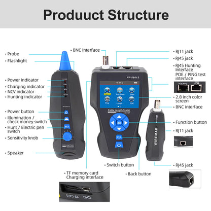 NOYAFA NF-8601S Multifunction TDR Ethernet Cable Tester RJ45 RJ11 BNC PoE