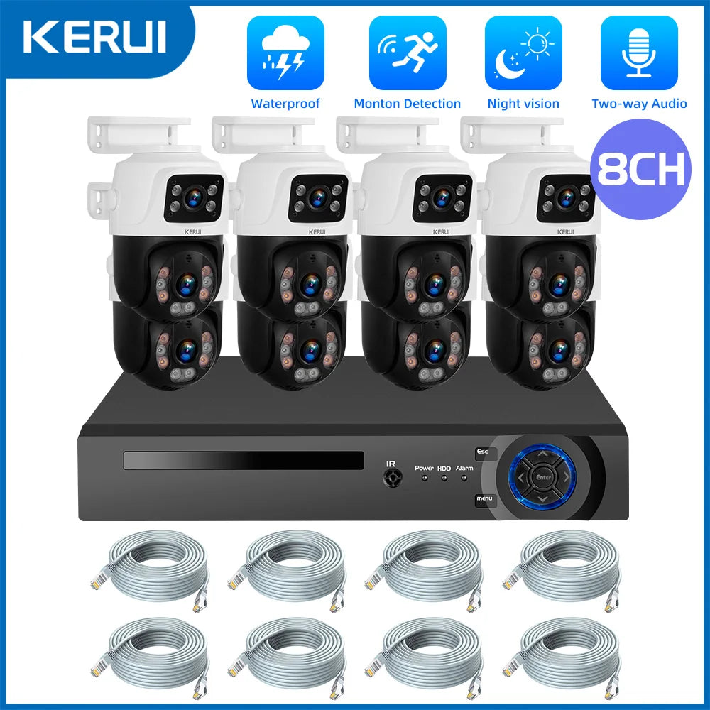 KERUI 6MP Full HD 8CH POE NVR Surveillance Camera System Dual Lens PTZ WIFI IP Home Security  Video H.265 CCTV For Russia - Home Smart Direct