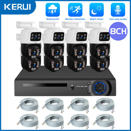 KERUI 6MP Full HD 8CH POE NVR Surveillance Camera System Dual Lens PTZ WIFI IP Home Security  Video H.265 CCTV For Russia - Home Smart Direct
