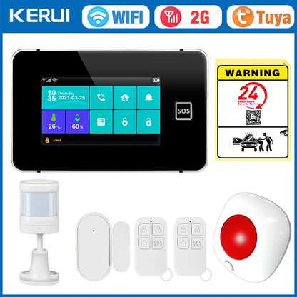 KERUI 4G/2G+WiFi Home Alarm with 4.3-inch Touch Screen Smart Life Products Home Burglar Alarm with Wireless Motion Sensor - Home Smart Direct