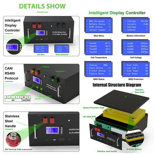 LiFePO4 Solar Energy Storage Battery with Smart BMS
