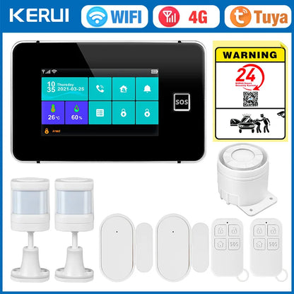 KERUI 4G/2G+WiFi Home Alarm with 4.3-inch Touch Screen Smart Life Products Home Burglar Alarm with Wireless Motion Sensor - Home Smart Direct