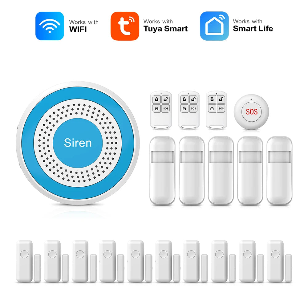 PGST WiFi Alexa Tuya Smart Life Home Alarm Security System Kit Home Automation Alarm Security Protection Door Motion Sensor - Home Smart Direct