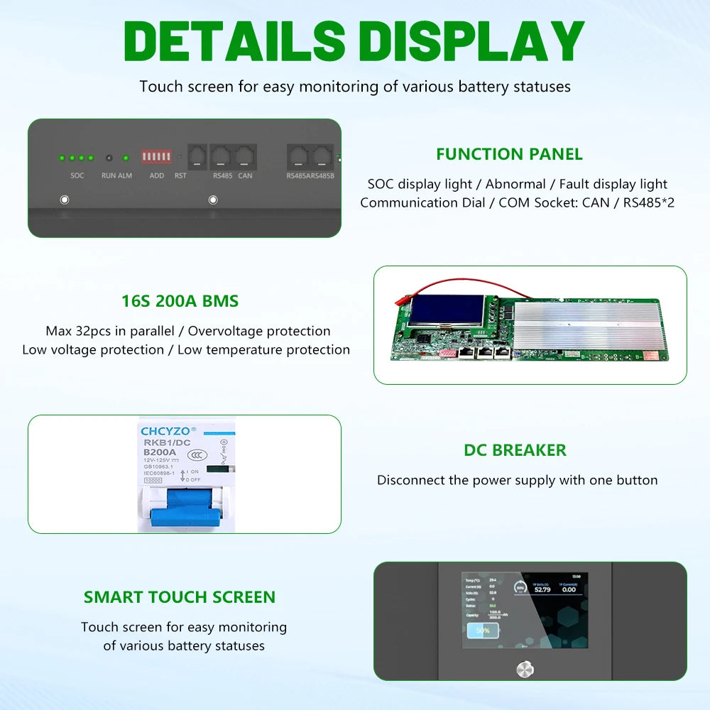 LiFePO4 Battery Pack with Bluetooth BMS for Energy Storage