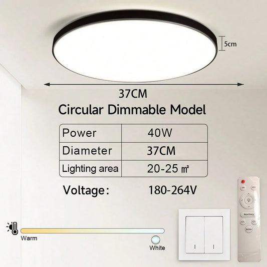 Modern LED Ceiling Light with Remote Three Color Dimming - Home Smart Direct