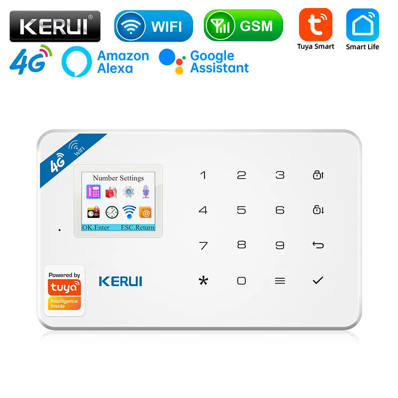 KERUI Security Alarm System Kit W184 4G WIFI GSM Alarm Wireless Home Tuya Smart APP Control Motion Sensor Burglar Support Alexa - Home Smart Direct