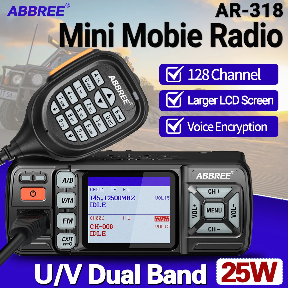 Mini Mobile Radio with Long Range Dual Band and Voice Encryption