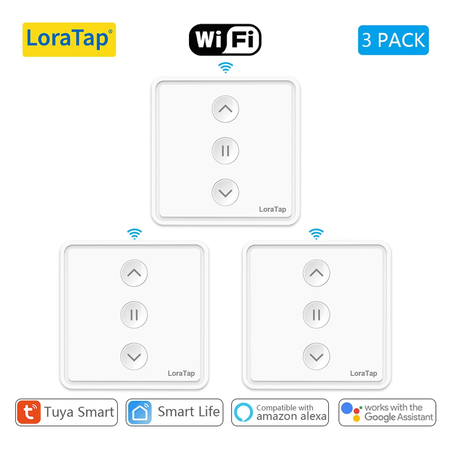 LoraTap Roller Shutter Curtains Blinds Push Button Switch Tuya Smart Life Electric Motor Engine Connected WiFi Alexa Google Home - Home Smart Direct