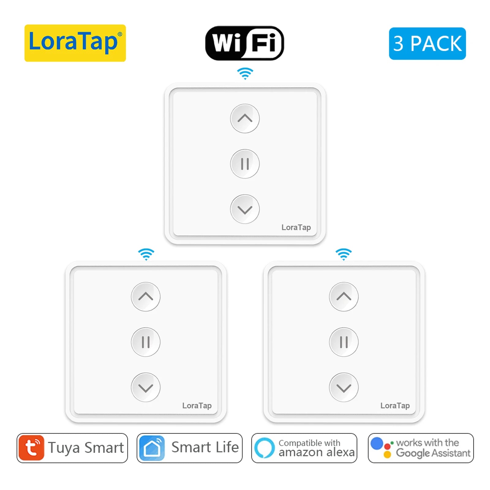 LoraTap Roller Shutter Curtains Blinds Push Button Switch Tuya Smart Life Electric Motor Engine Connected WiFi Alexa Google Home - Home Smart Direct