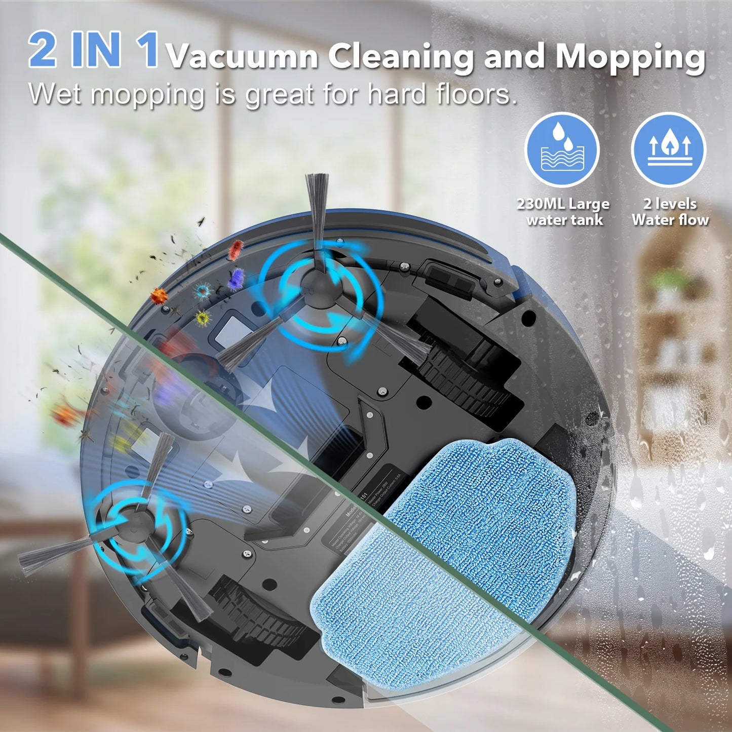 Smart Robot Vacuum with App Control and Wet Mopping