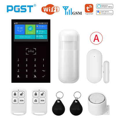 PGST PG109 Smart Tuya Alarm System 4.3 inch Screen WIFI GSM Burglar Home Security With Temperature and Humidity Function - Home Smart Direct