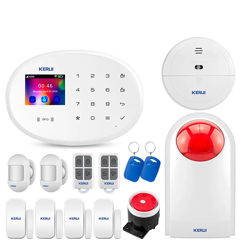 KERUI W202 Tuya Smart WIFI Alarm System Wireless Home Burglar Security Alarm System Control Siren Motion Detector Smoke Sensor - Home Smart Direct