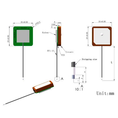 Internal Patch Active GPS Beidou Antenna with IPX Connector