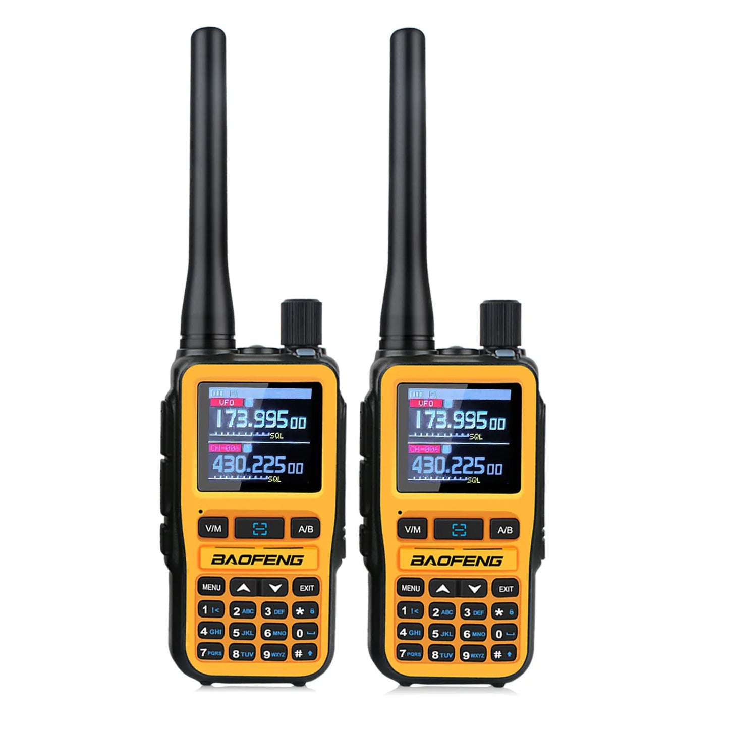 Compact Dual PTT Walkie Talkie Set with Air Band Reception