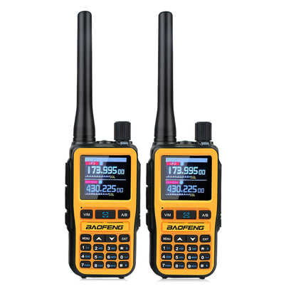 Compact Dual PTT Walkie Talkie Set with Air Band Reception