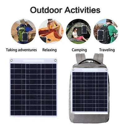 Portable Solar Charger with Dual USB and Waterproof Design