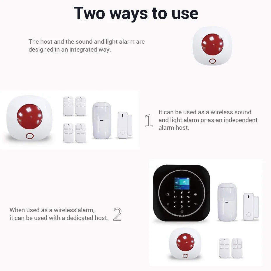 KERUI 110db Loud Alarm Siren Strobe Red Light 433MHz Wireless Indoor Flashing  Horn for G12 G20 G30 G34 G60B G70 Alarm System - Home Smart Direct