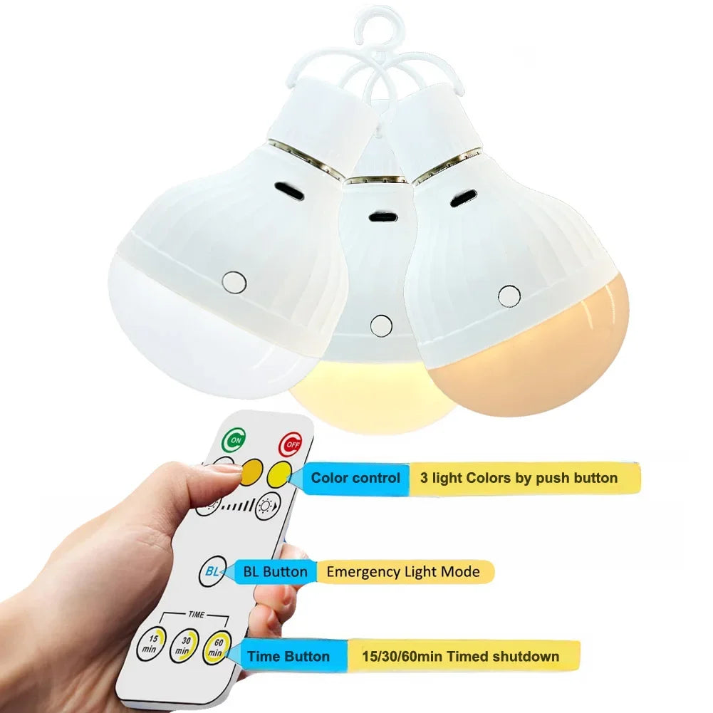 Rechargeable LED Bulb with Remote for Outdoor or Power Outage - Home Smart Direct