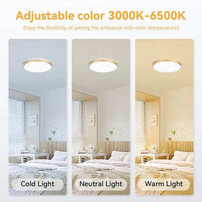 Modern LED Ceiling Light with Remote Three Color Dimming - Home Smart Direct