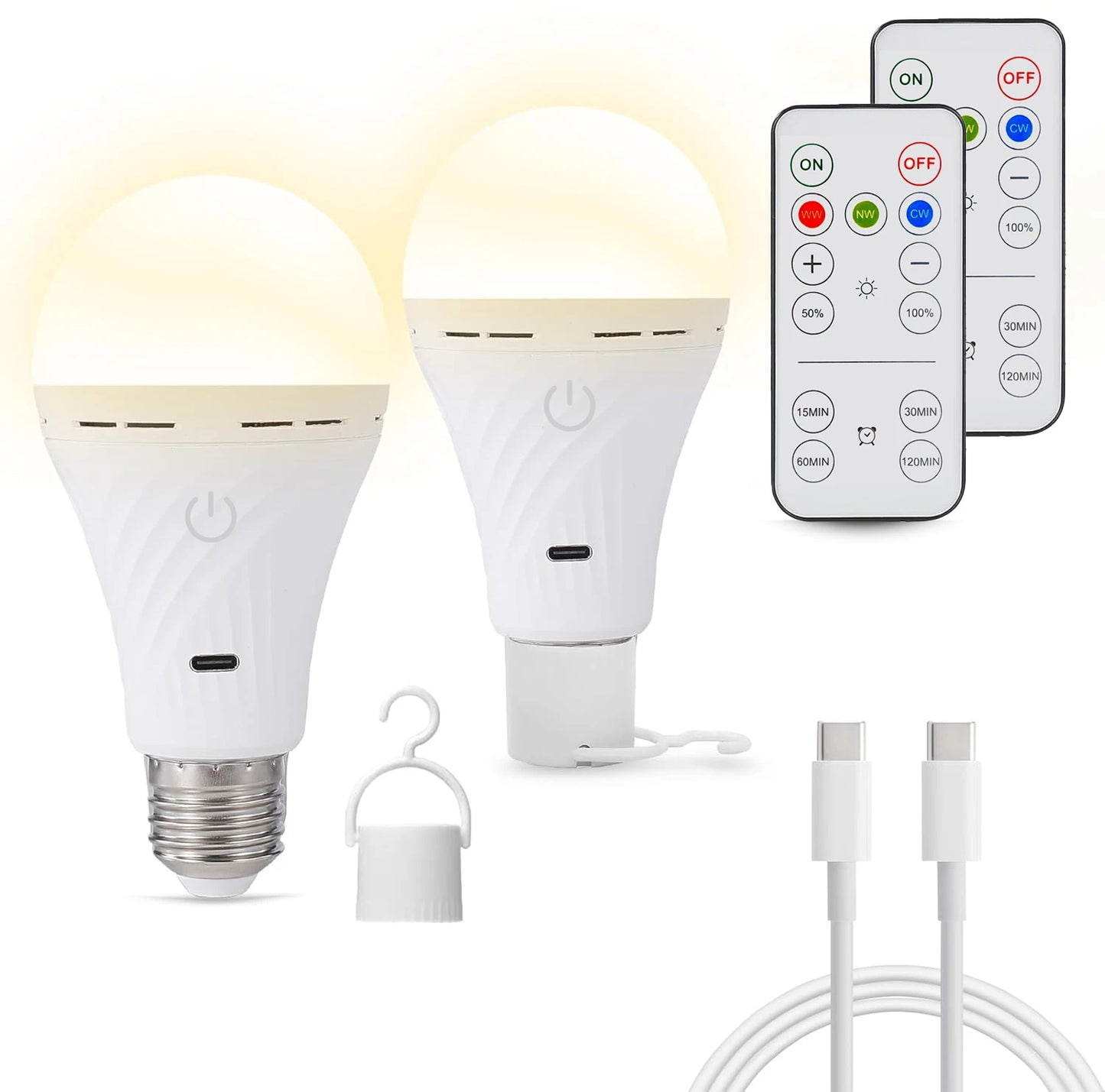 Cordless USB Rechargeable LED Bulb with Remote and Timer - Home Smart Direct