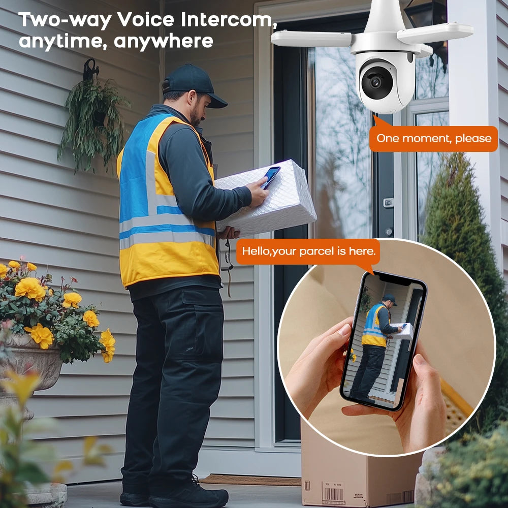 PGST 3MP HD Tuya WiFi PTZ Security Camera Garden Light Bulb Surveillance Camera CCTV 2-Way Audio Night Vision Humanoid Tracking - Home Smart Direct