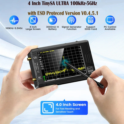Tiny Spectrum Analyzer Ultra 4 Inch Display 100kHz to 5.3GHz with SD Card