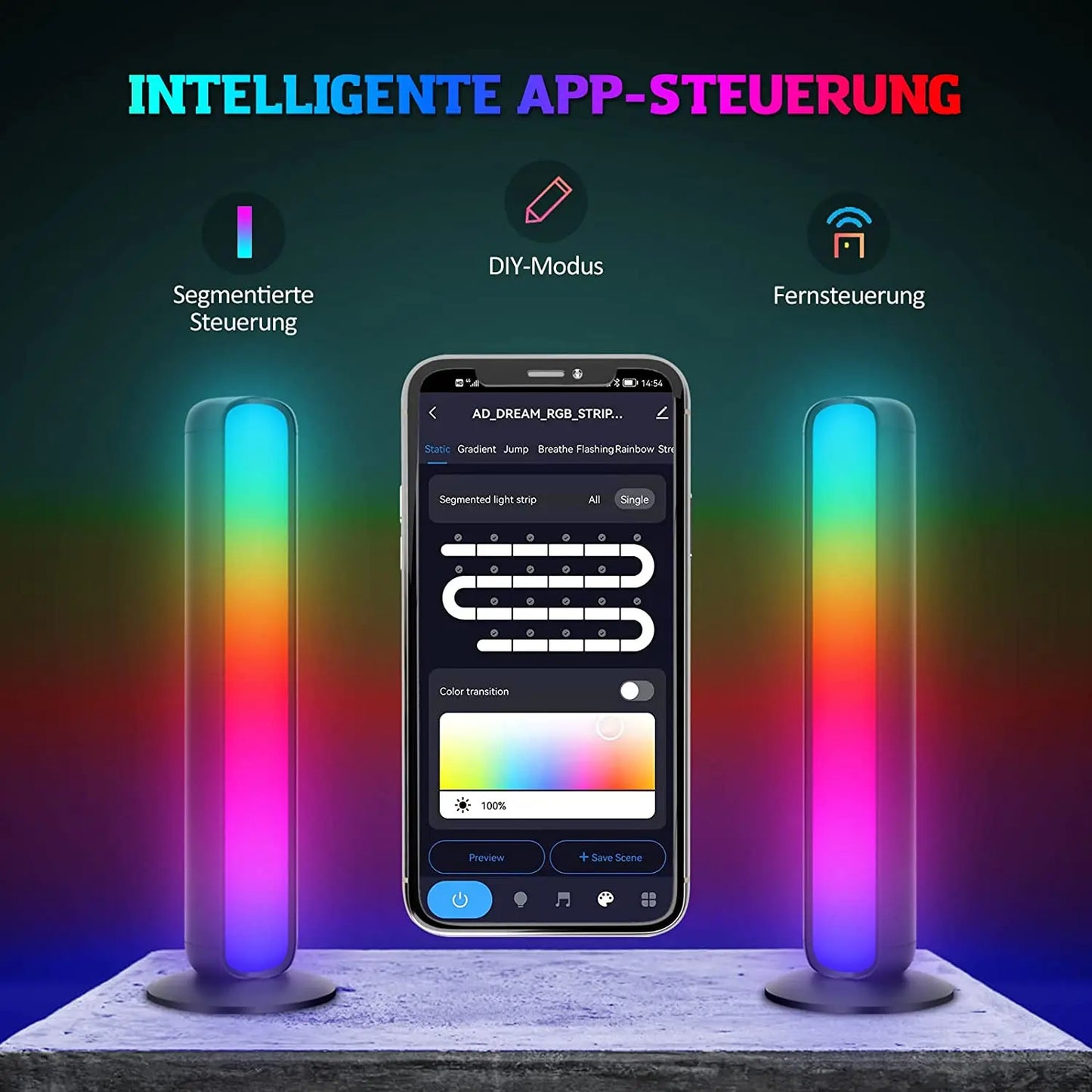 Smart RGB Light Bar with Music Sync and USB Connection - Home Smart Direct