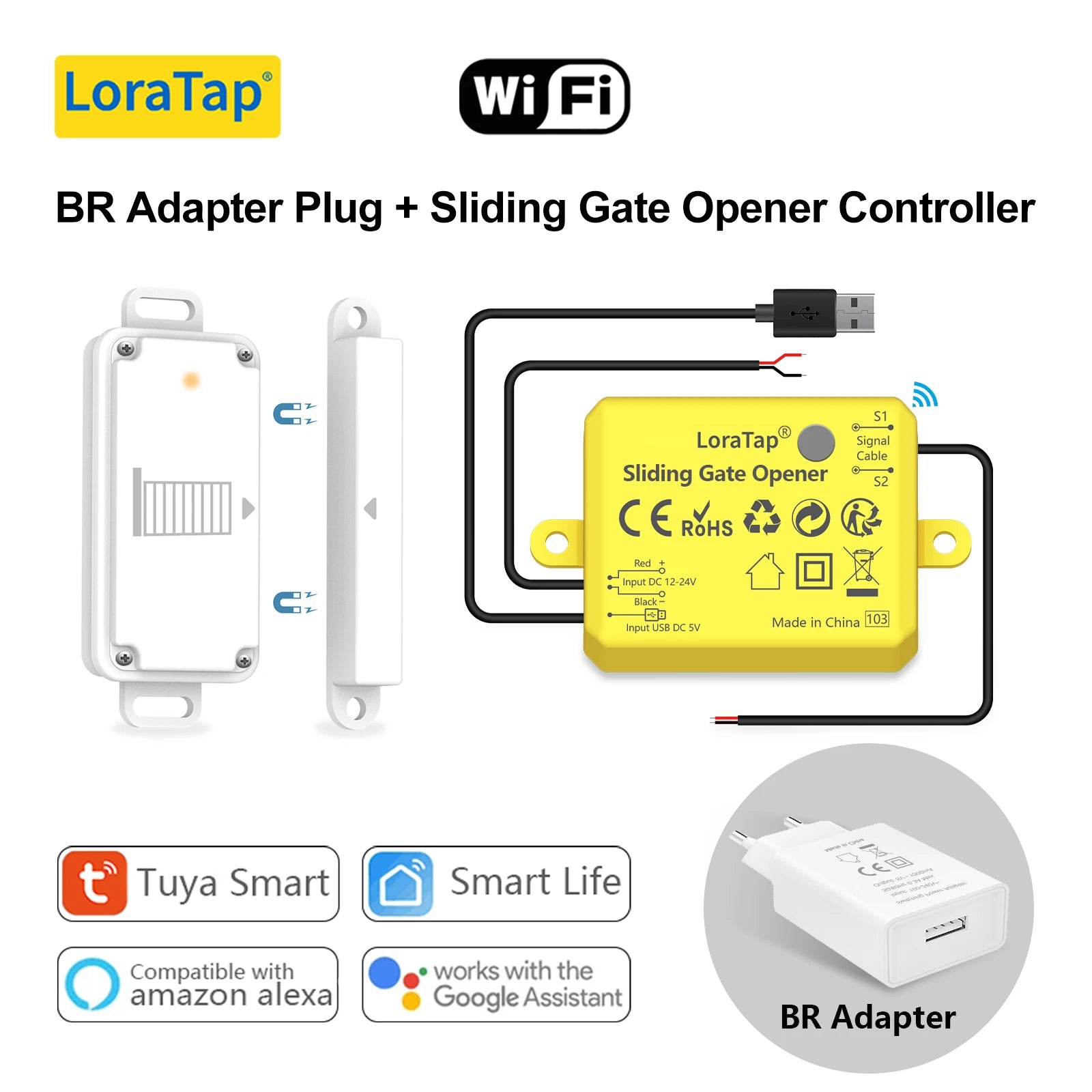 LoraTap Sliding Garage Door Opener Switch WiFi Motor Smart Life Google Home Electric Tuya Automation Slide Lock Controller - Home Smart Direct