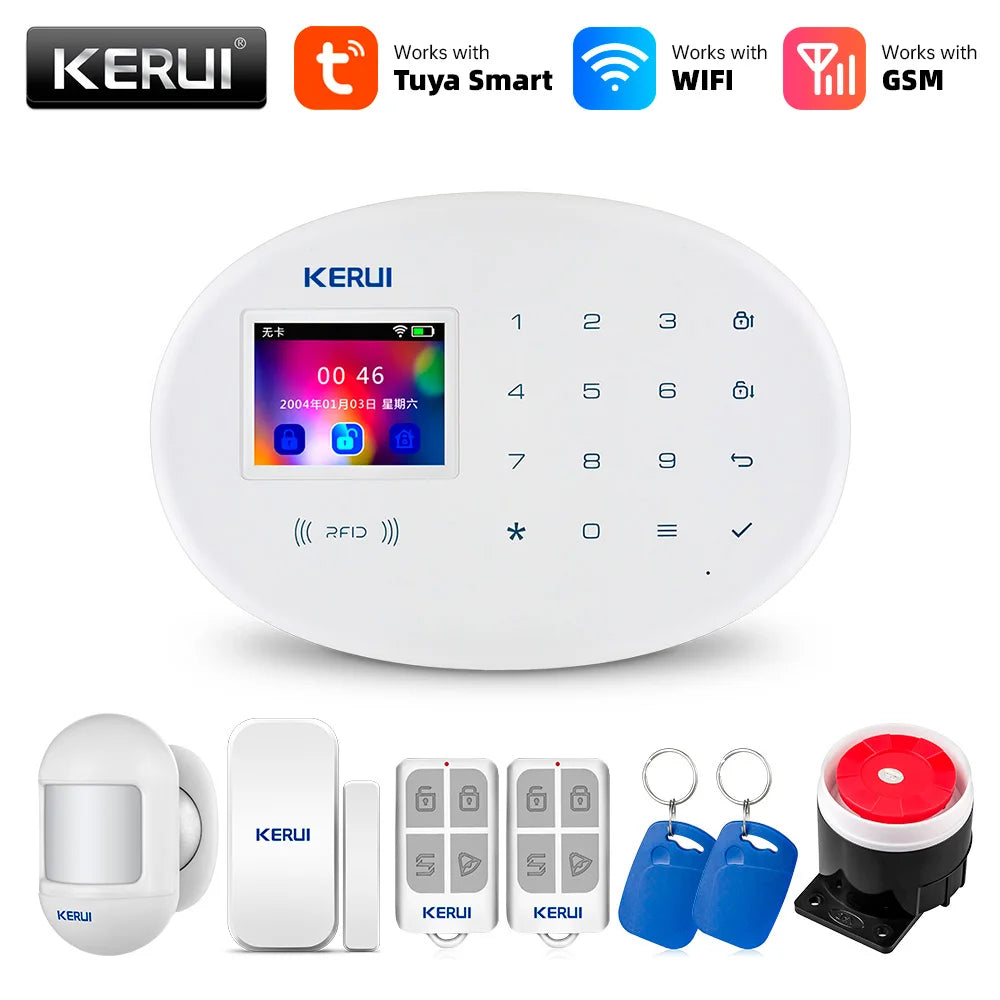 KERUI Tuya WIFI GSM Alarm System Smart Home Security Buglar RFID APP Wireless Motion Sensor Detector IP Camera Sistema de alarma - Home Smart Direct