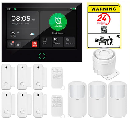 KERUI 4G/WiFi Home Alarm System with 7 Inch Touch Screen Tuya Smart Wireless Home Burglar Alarm with Motion Detector Door Sensor - Home Smart Direct