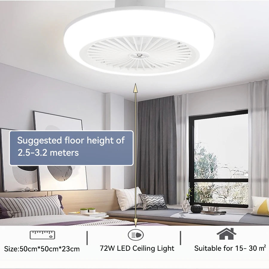 Ceiling Fan with LED Light and Remote Dimmable Three Colors - Home Smart Direct
